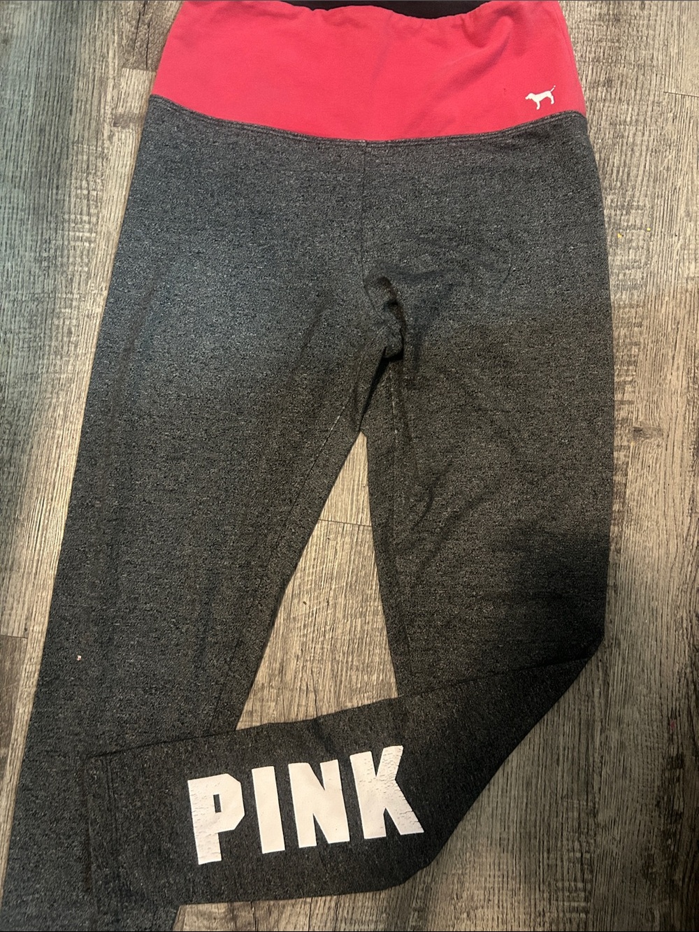PINK Victoria's Secret ' Gray Leggings with Pink Waistband